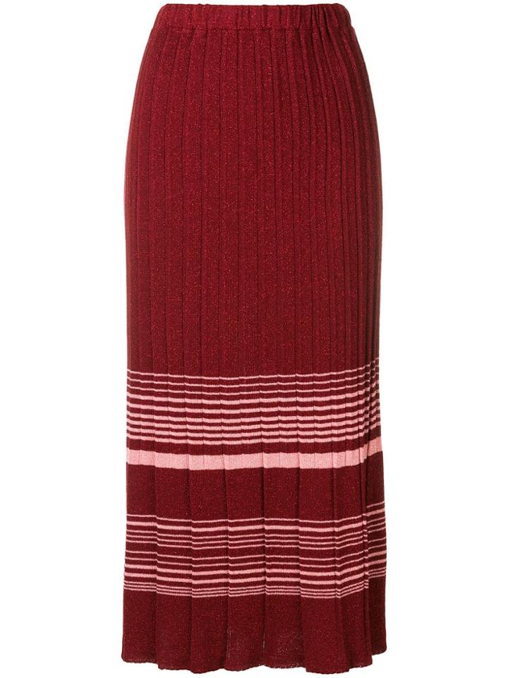 Chiara Bertani Pleated Knitted Skirt - Red