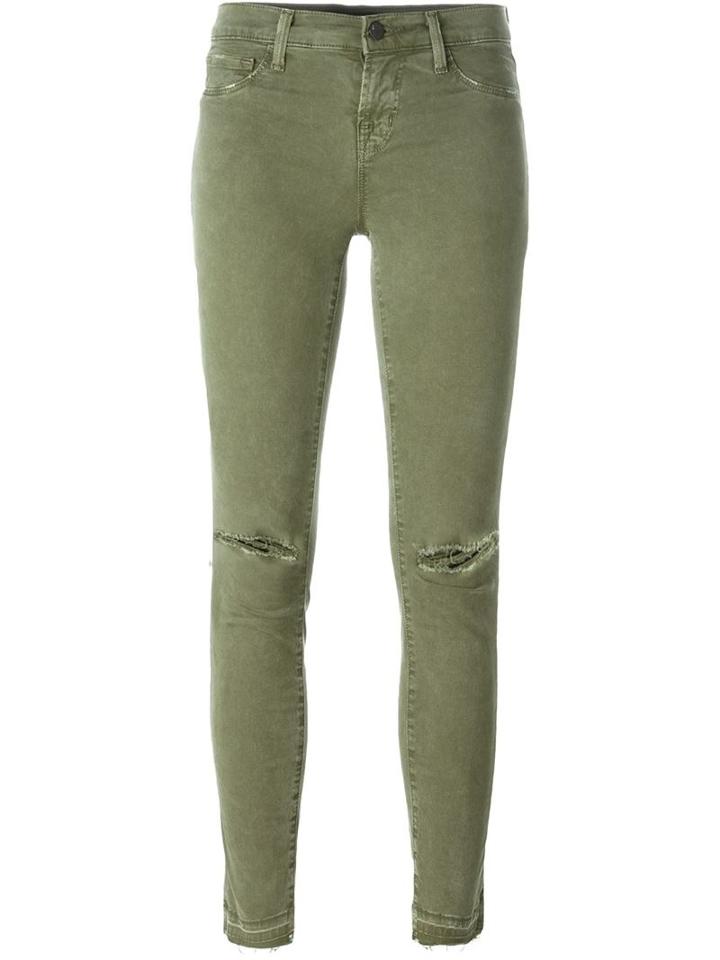J Brand Distressed Skinny Jeans, Women's, Size: 29, Green, Cotton/spandex/elastane