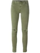 J Brand Distressed Skinny Jeans, Women's, Size: 29, Green, Cotton/spandex/elastane