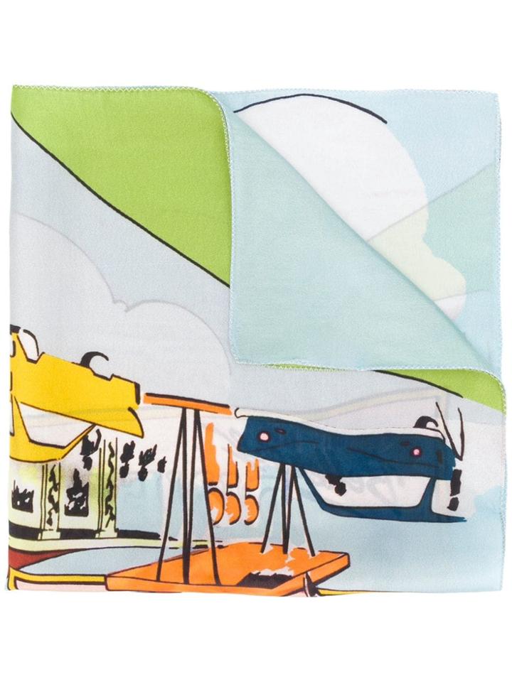 Bellerose Logo Graphic Print Scarf - Blue