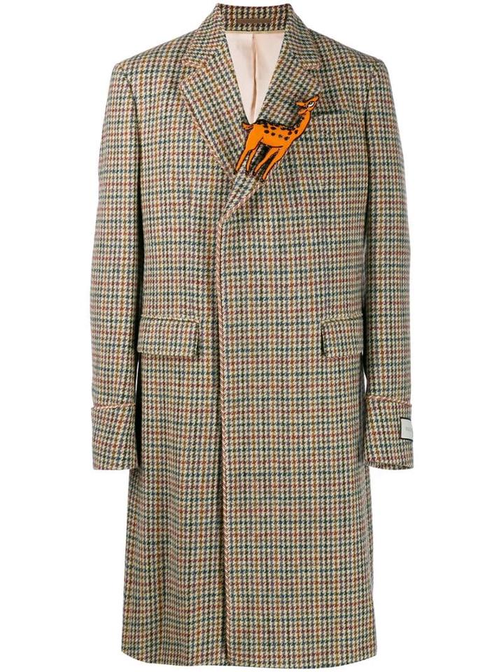 Gucci Fawn Appliqué Check Coat - Neutrals
