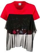 Gaelle Bonheur Sheer Panelled T-shirt - Red