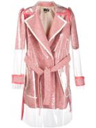 Elisabetta Franchi Transparent Panel Double-breasted Coat - Pink