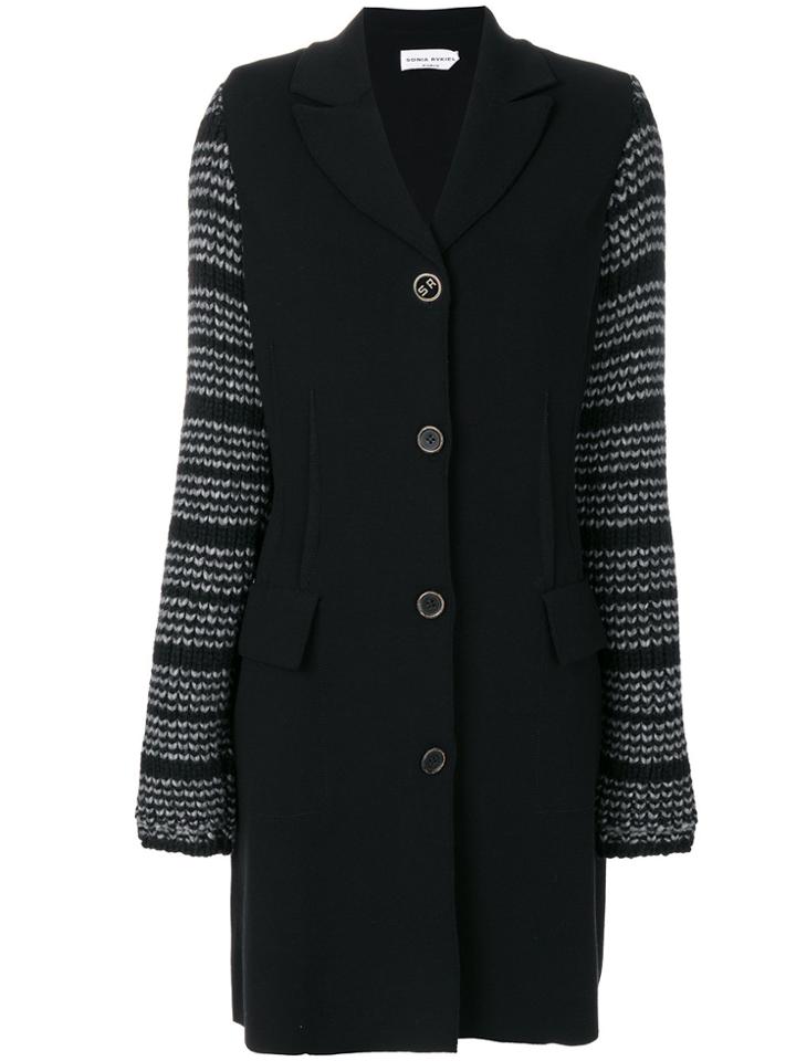 Sonia Rykiel Knitted Sleeves Coat - Black