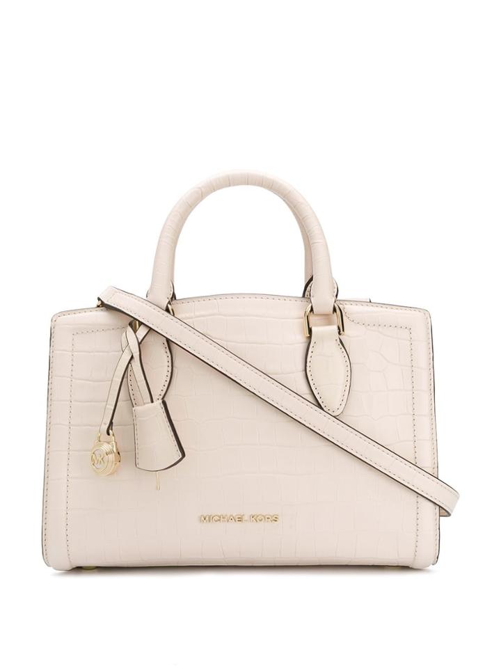 Michael Michael Kors Zoe Croc-effect Satchel - Neutrals