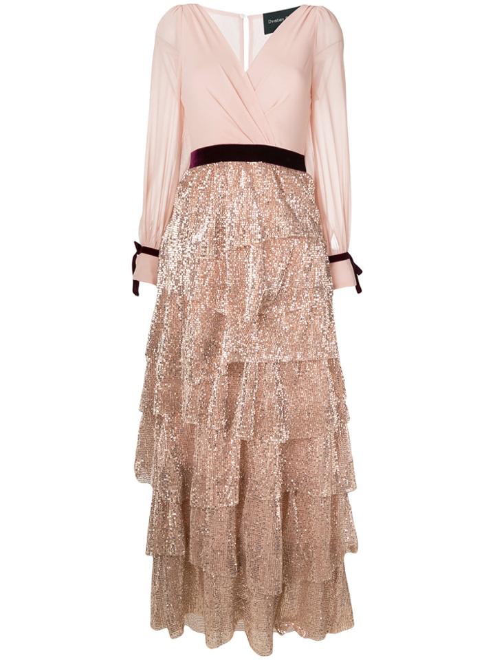 Christian Pellizzari Sequin Tiered Dress - Pink & Purple