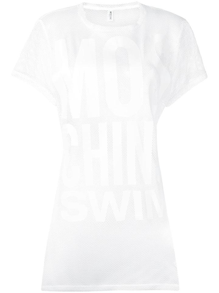 Moschino Logo Mesh Dress - White