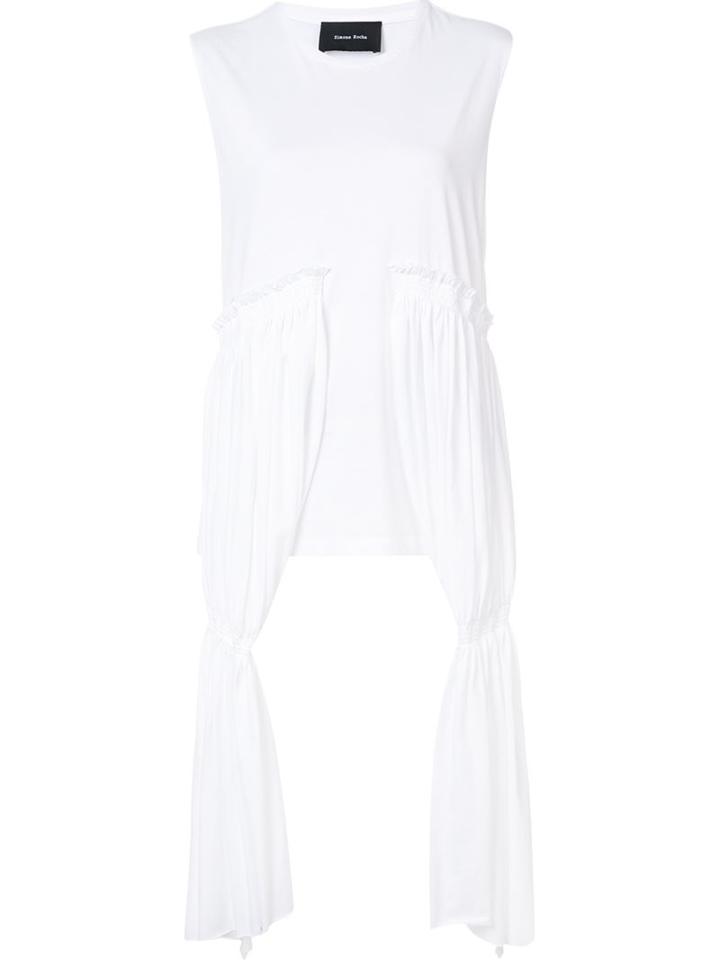 Simone Rocha Ruffled Panel Tank Top, Women's, Size: Large, White, Cotton