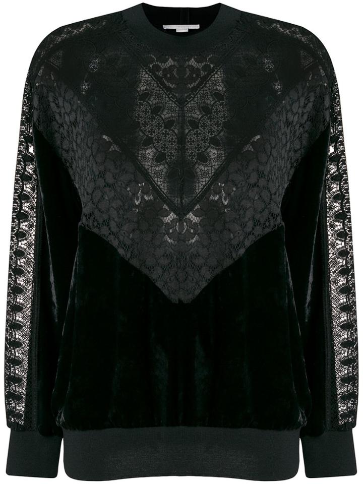Stella Mccartney Lace And Velvet Sweatshirt - Black
