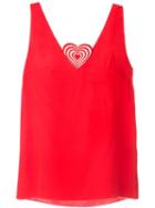 Christopher Kane Heart Applique Blouse, Women's, Size: 10, Red, Silk/polyamide/polyester
