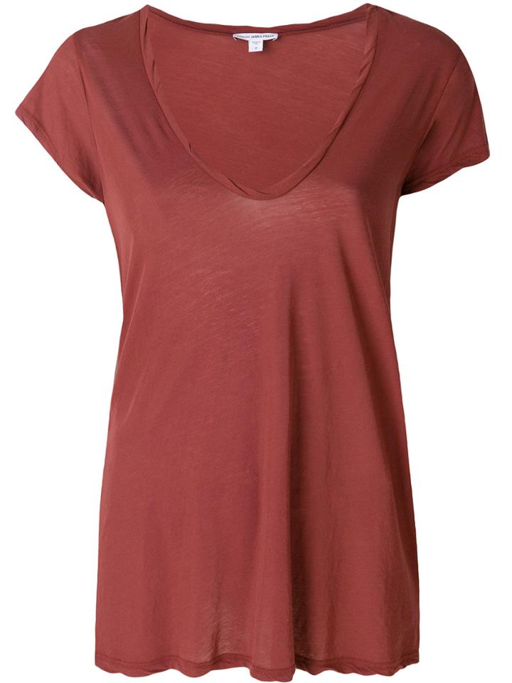 James Perse Plunge Neck T-shirt - Red