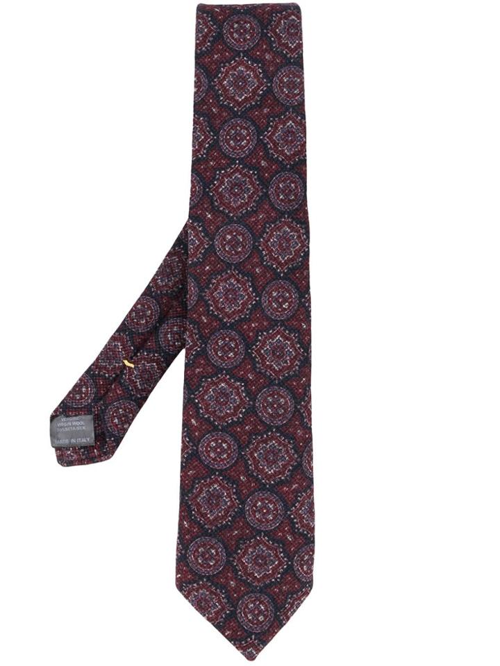 Canali Medallion Printed Tie - Red