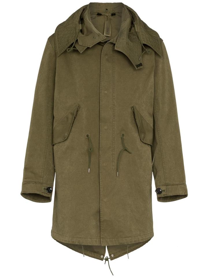 Ten C Mid-length Cotton Parka Jacket - Green
