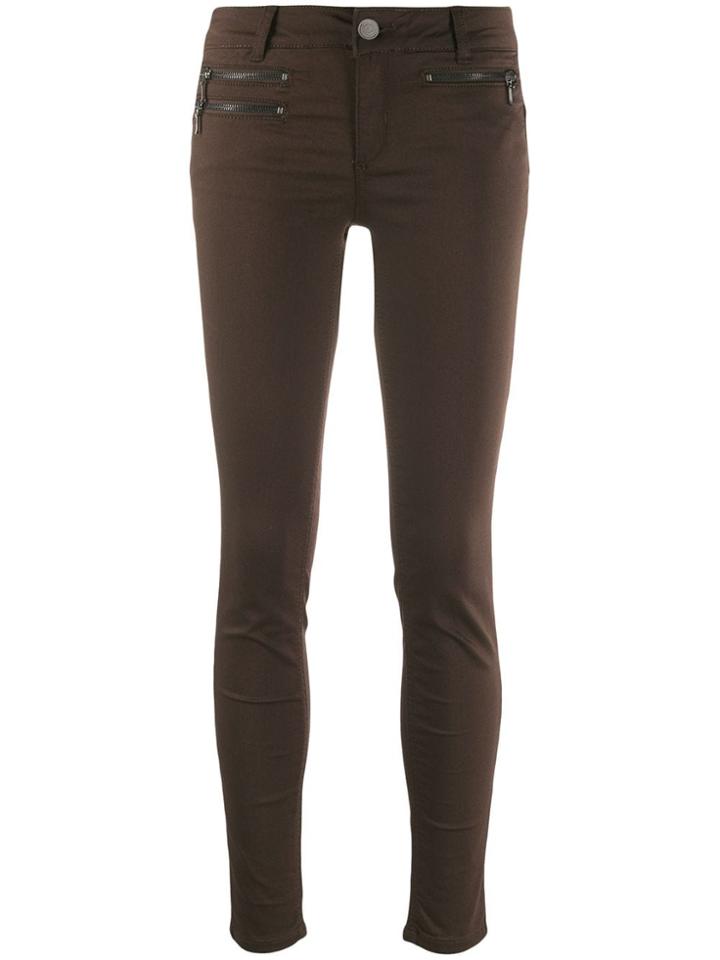 Liu Jo Zipped Detail Slim-fit Denim Jeans - Brown