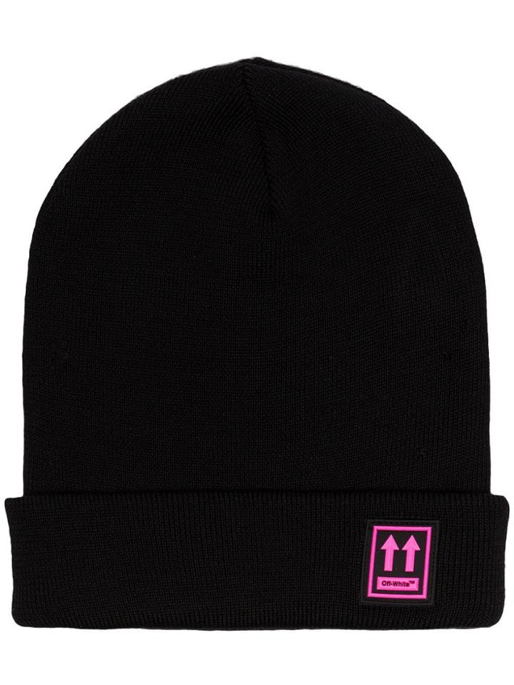 Off-white Logo Patch Beanie Hat - Black