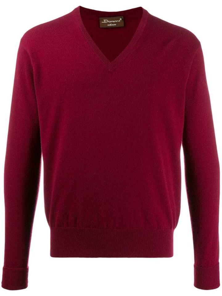 Doriani Cashmere Cashmere V-neck Pullover - Red