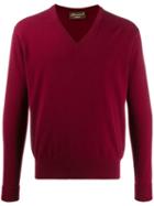 Doriani Cashmere Cashmere V-neck Pullover - Red