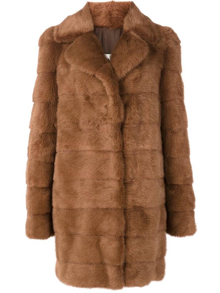 Yves Salomon Mid Fur Coat, Women's, Size: 34, Brown, Silk/goat Fur/mink Fur