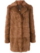 Yves Salomon Mid Fur Coat, Women's, Size: 34, Brown, Silk/goat Fur/mink Fur