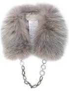 's Max Mara Fox Fur Collar - Grey