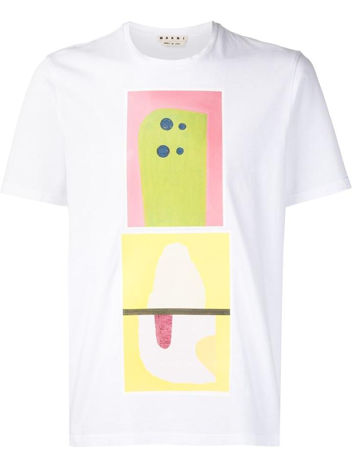 Marni Abstract Print T-shirt, Men's, Size: 50, White, Cotton