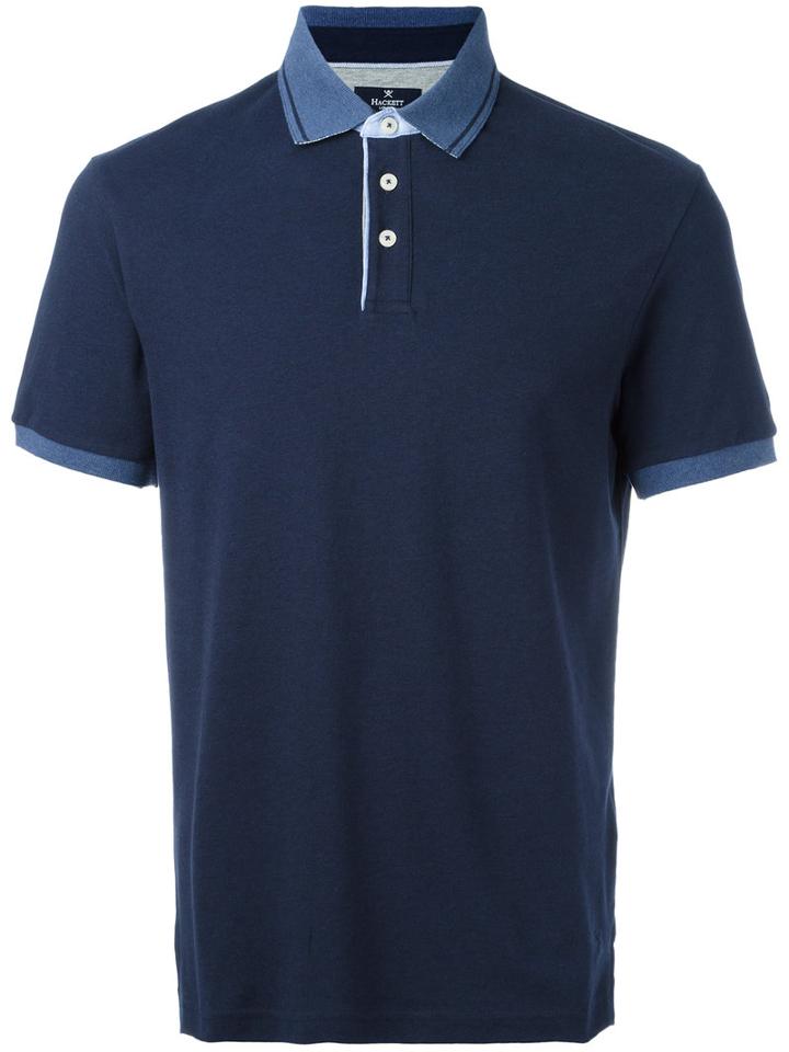 Hackett Contrast Collar Polo Shirt, Men's, Size: Large, Blue, Cotton/spandex/elastane