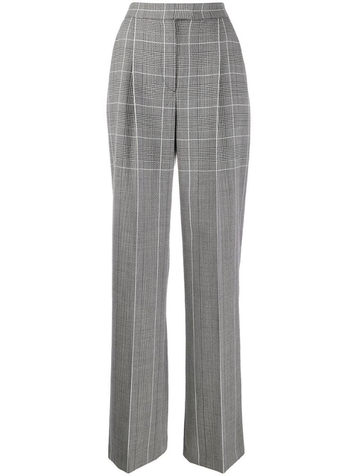 Alberta Ferretti Checked Wide-leg Trousers - Black