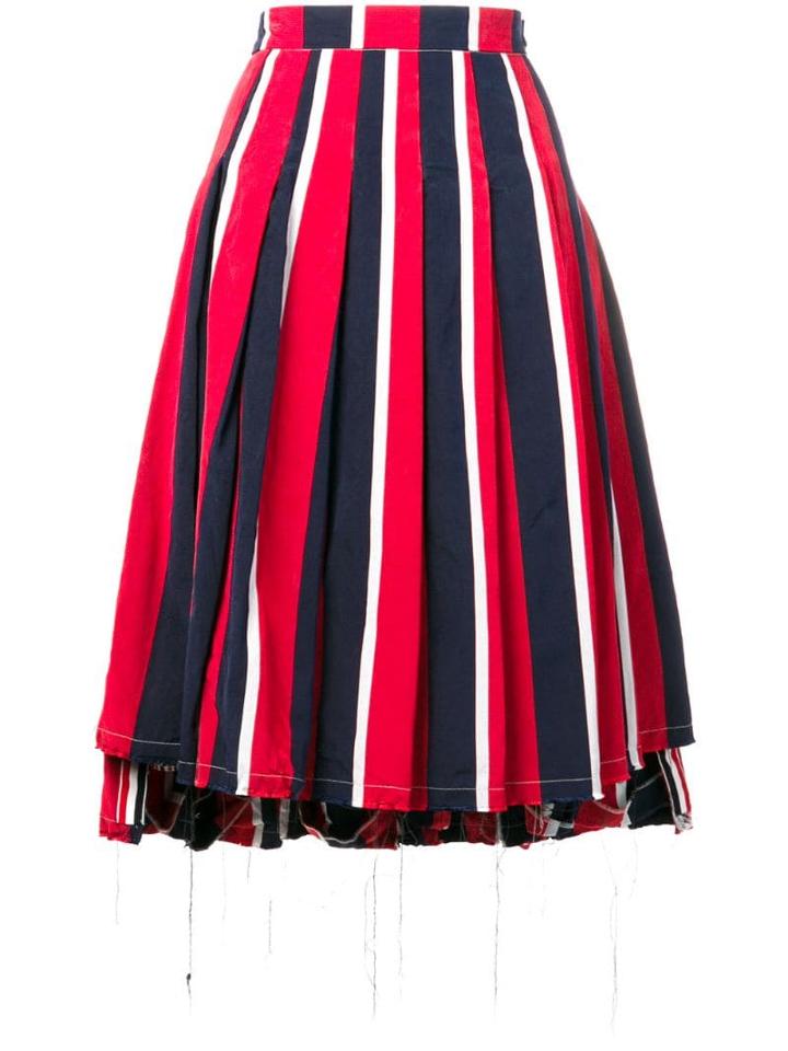 Thom Browne Wide Repp Rwb Stripe Pleated Skirt - Blue