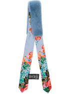 Gucci Mink Fur Panel Printed Scarf - Blue