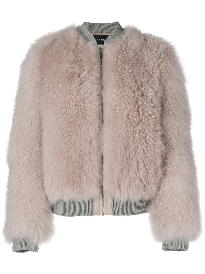 Cara Mila Fiona Cashmere Bomber Jacket - Pink & Purple