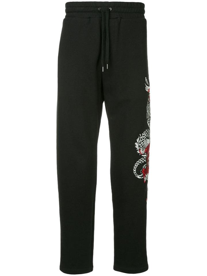 Ports V Dragon Embroidered Track Pants - Black