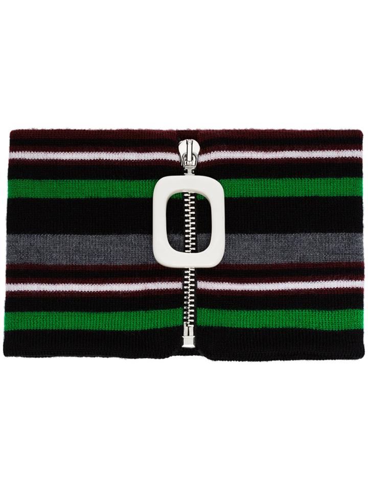 Jw Anderson Merino Wool Mid Grey Zip Neck Band - Unavailable