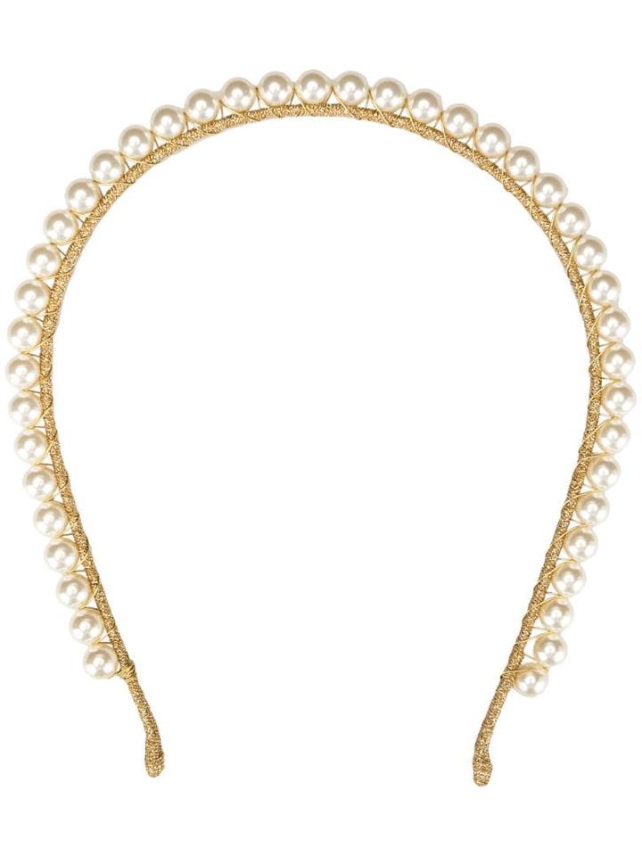 Jennifer Behr Pearl Embellished Head Band - White