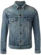 Saint Laurent Distressed Denim Jacket, Men's, Size: Small, Blue, Cotton