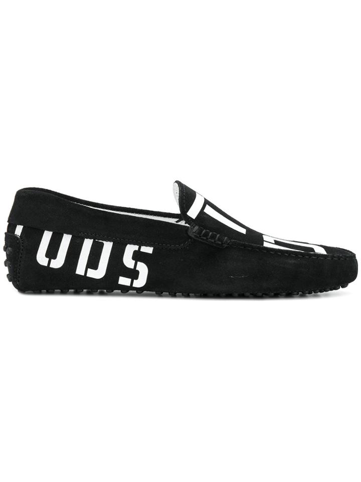 Tod's Stencil Print Loafers - Black