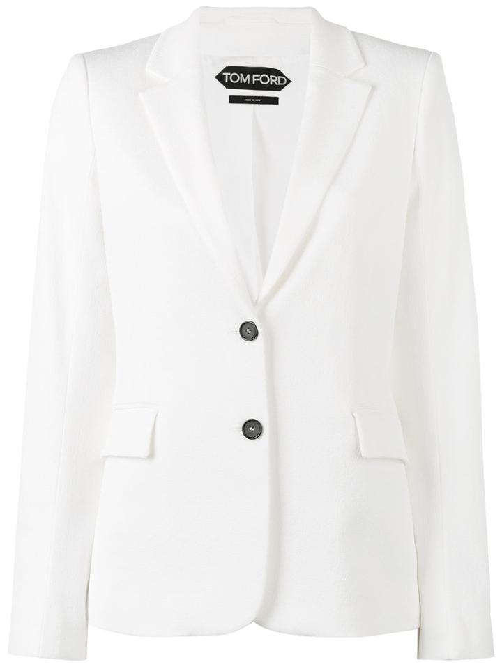 Tom Ford Single Breasted Jacket, Women's, Size: 42, White, Cotton/spandex/elastane/viscose/spandex/elastane