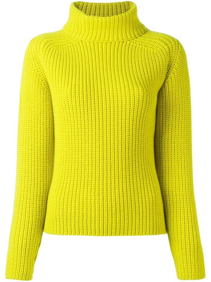 Odeeh High Neck Jumper, Women's, Size: 36, Yellow/orange, Virgin Wool
