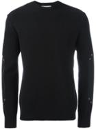Givenchy Leather Panel Sweater, Men's, Size: Medium, Black, Calf Leather/wool/zamac