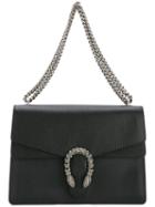 Gucci Embellished Clasp Shoulder Bag, Women's, Black, Calf Leather/brass