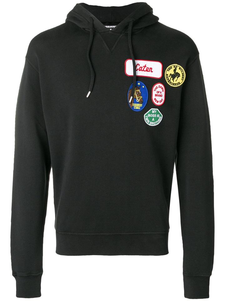Dsquared2 Logo Patch Hoodie - Black