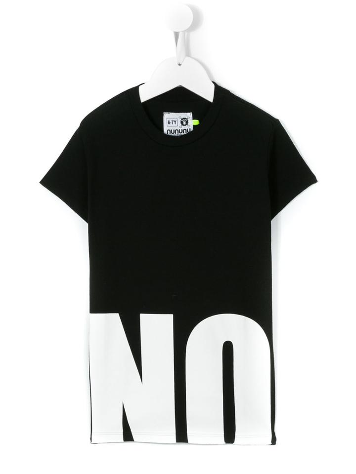 Nununu - 'no' Print T-shirt - Kids - Cotton - 7 Yrs, Black