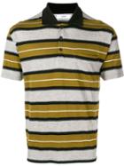 Ami Paris Short Sleeve Striped Polo Shirt With Ami Label - Green