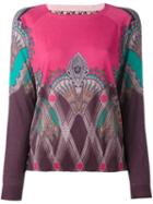 Etro Gothic Print Fine Knit Jumper, Women's, Size: 40, Pink, Silk/cashmere