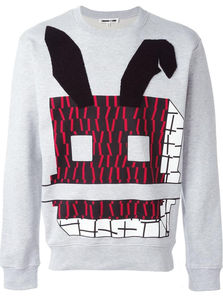 Mcq Alexander Mcqueen Electro Bunny Print Sweatshirt, Men's, Size: Xxl, Grey, Cotton/polyester