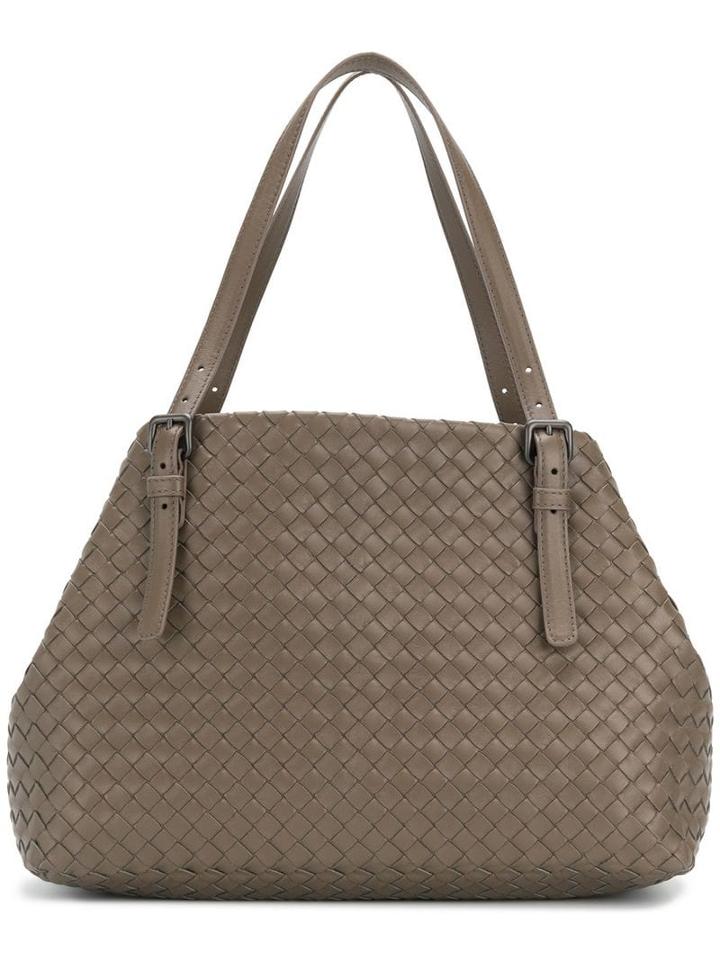 Bottega Veneta Steel Intrecciato Nappa Medium Cesta Bag - Grey