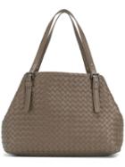 Bottega Veneta Steel Intrecciato Nappa Medium Cesta Bag - Grey