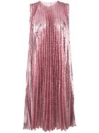 Msgm Sequin Pleated Insert Dress - Pink & Purple
