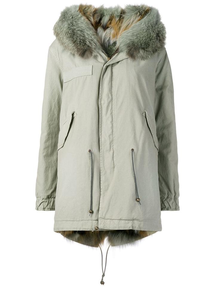 Mr & Mrs Italy Fur Hooded Coat - Grey