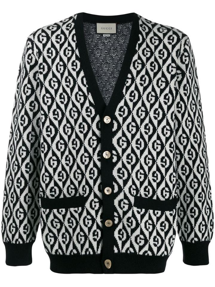 Gucci Monogram Buttoned Cardigan - White