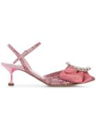 Miu Miu Pearl Buckle Glittered Pumps - Pink & Purple